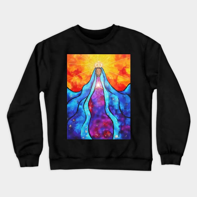 Appearred Virgin Mary Stained glass Crewneck Sweatshirt by MandalaSoul